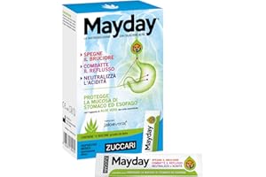 Zuccari Mayday Gastrosoluzione, 12 Stick-Pack da 10ml, Con Aloe Vera a Doppia Concentrazione, Sodio Alginato e Bicarbonato di Sodio, Sollievo per Reflusso Gastroesofageo e Iperacidità