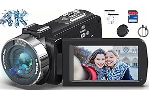 PITIKI Caméscope 4K Caméra Vidéo HD 80MP 30FPS Vision Nocturne Infrarouge Zoom Numérique 18X Webcam Camescope, 3,0’’ Pouces Rotation à Écran IPS Vlogging Camera pour Youtube avec 2 Batteries, Carte SD 32Go