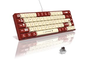 AJAZZ AK680 65% przewodowa mechaniczna klawiatura do gier typu hotswap, przenośna funkcja Anti-Ghosting, programowalna z podświetleniem tęczowym, kanapka z pianki EVA, brązowy przełącznik-Czerwony