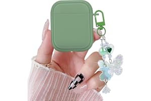 DIYGODY Premium Silikonowe etui kompatybilne z AirPods 1 Generacji, Anti-Smarrition, Odporna na wstrząsy osłona ochronna do Airpods 2nd Generation z brokatowym brelokiem, AirPods 1/2 etui dla dziewczyn