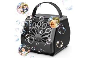 HASSOKON Bubble Machine, Bubble Machine for Kids 16000+ Bubbles/Min with 2 Speeds Portable Bubble Maker, Electric Bubble Blower for Kids Parties, Birthday, Wedding Scene, Camping, Powered by USB or Batteries