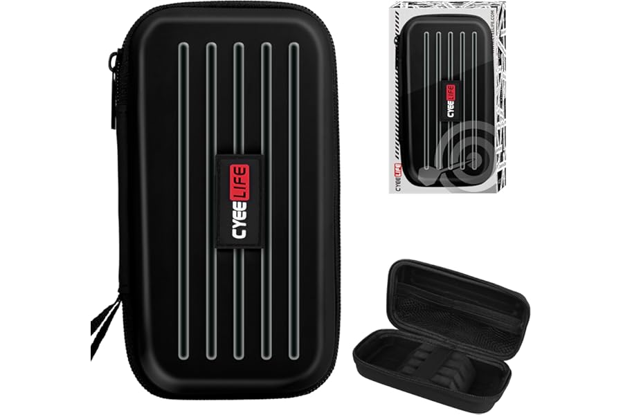 CyeeLife Dart Case,Darts Carrying Case for Steel Tip or Soft Tip Darts, Holds 3 Darts and Extra Accessories,Built-in Storage Tubes and Pockets for Flights, Tips, Shafts ect.