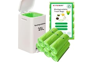 KITBEST 120 Pezzi Sacchetti Immondizia Organici 50X60cm, Sacchetti Spazzatura Umido Compostabili, 20-25L Sacchi Spazzatura Biodegradabili per Cucina, Ufficio (Verde)