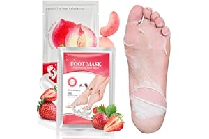 YAGASPANTERY 2 Paar Fußmaske, Hornhaut Socken, Abgestorbene und Entfernt Effektiv, Feuchtigkeitsspendende Fussmaske, Fußpflege für Zarte Füße, Exfoliating Fussmaske für Männer und Frauen (Erdbeer Pfirsich)
