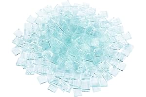 FINGERINSPIRE 375 piezas (280 g) Azulejos de mosaico transparentes, 0.4 pulgadas de forma cuadrada, suministros de mosaico de vidrio transparente piezas para manualidades decoración del hogar