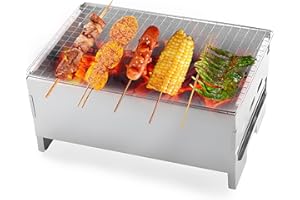 Himissy Petit Barbecue Charbon de Bois, Barbecue Pliable, Barbecue Portable Charbon, BBQ Portable, Mini Barbecue, Gril à Charbon Compact pour Camping, Pique, Nique, Jardin, Plage