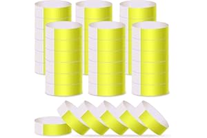 ASTARON Pulseras para eventos 400 piezas Pulseras de papel de neón para eventos Pulseras de fiesta amarillas Brazaletes a granel Pulseras de papel impermeables Pulseras para clubes Concierto