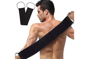 Guyode Gant Exfoliant Corps et Gratte Dos Douche, Gommage Gant de Toilette Exfoliant Double Face avec Poignées, Serviette de Douche Exfoliante,Sangle Lave Dos pour Hommes Femmes (Noir)