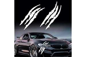 EQLEF Adesivo per Auto Graffi Artigli, 2 Pezzi Adesivi per Auto a Forma di Graffi Nero Adesivo Mostro Artigli Segni Adesivi Auto Tuning Strisce Decorative per Auto (Bianco)
