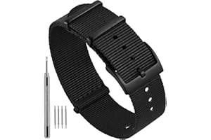 Ayadoo Correa de reloj de nailon de una pieza a rayas, correa de repuesto de estilo militar con hebilla de acero inoxidable para hombres y mujeres, ancho de la banda 18 mm 20 mm 22 mm