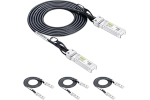 10Gtek Câble SFP+ 10G 1m - SFP+ Direct Attach Copper Twinax Cable Passif, Compatible pour Cisco SFP-H10GB-CU1M, Ubiquiti, D-Link, Zyxel, QNAP NAS, Mikrotik, Open Switch[4 Pack]