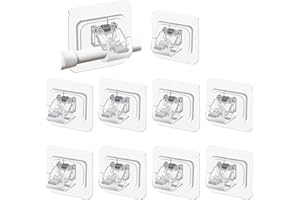 Aerzouser 10 Stück Gardinenstange Kleben, Gardinenstange Ohne Bohren, Klebehaken Gardinenstange, Transparente Gardinenhaken Selbstklebend Ohne Bohren für Aufhängen von Vorhängen Oder Handtuchstangen