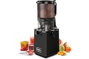 Fretta Juicer Slow Juicer, Juicer Vegetable and Fruit Test Winner, 135 mm Opening and 1.8 L Juicer Machine Juicer with Reverse Function, Easy Assembly and Cleaning, 100% BPA Free, 250 W, Black