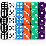H&S 30x Dice 6 Sided 16mm 6 Colours Spot Dice Set for Dice Games