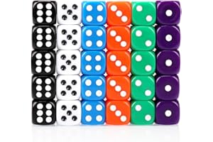 H&S Gioco di dadi a 6 facce per giochi di dadi 30 Pezzi Multicolore