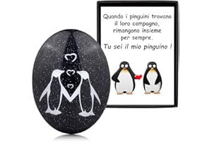 HEYOMI Pinguino Pietra Regali Per Lui Fidanzato Regali Per Lei Fidanzata, Regalo Anniversario Matrimonio Moglie Marito San Valentino Compleanno, Regali Di Coppia Natale Regalo Anniversario Per Lui/Lei