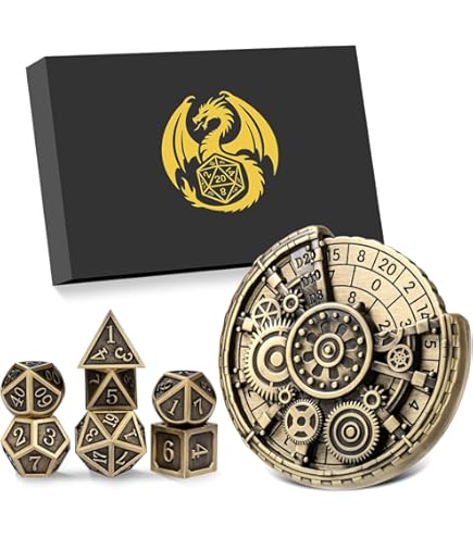 Dungeons and Dragons Dice Spinner, Unique Roulette Dice, Metal D&D Dice Set with Gift DND Dice Box for Dungeons and Dragons Role Playing Game (RPG), MTG, Pathfinder, Taffeta