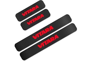 WYXAXNM 4 Piezas Fibra Carbono Umbral De Puerta De Coche para Suz-uki Vitara, Adhesivos Para Umbral De Puertas De Automóviles Pegatinas De ProteccióN De Pedal Bienvenidos Pedal Umbral Accesorio