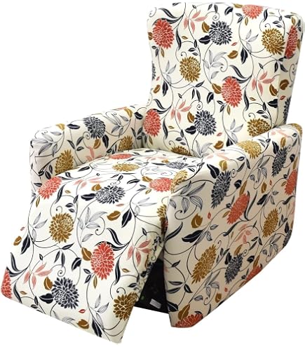 Highdi Copripoltrona Relax Reclinabile Completo 4-Pezzo Fodera per Poltrona Elasticizzato 1 Posto con Tasche, Coprisedile Poltrona Jacquard Lavabile Antiscivolo Copripoltrona (Arancione