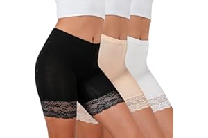 Xnova Damskie koronkowe spodenki zapobiegające otarciom bezszwowe szorty z szortami podstawowe długie majtki bielizna z wysokim stanem wsuwane długie nogawki bezpieczne majtki joga kolarstwo bokserki