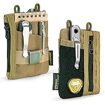 VIPERADE VE1-OW Kleine EDC Pocket Pouch, Waxed Canvas EDC Organizer-tas, kleine gereedschapstas met 5 vakken, multitool tassen, organizer voor zaklamp, multitools, pen, notitieboek, groen