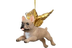 Design Toscano JH170717 Christmas Tree Ornaments - Honor The Pooch French Bulldog Holiday Angel Dog Ornaments - Christmas Decorations, 4x9x7.5 cm