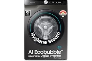 Samsung 8 kg, 5 star, Eco Bubble Technology, AI Control, Wi-Fi, Fully-Automatic Front Load Washing Machine (WW80T504DAX1TL, H