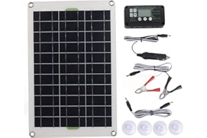 BANAPOY Kit Pannello Solare, 50W 30A 12V 24V Portable Monocrystalline Silicon Solar Power Panel con Controller, Suckers, Alto Tasso di Conversione Pannelli Solari per Barca