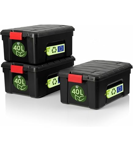 BranQ Home Essential Universele opbergdozen met deksel, VELUR, set van 3, 8 l, BPA-vrije kunststof (polypropeen), lichtgrijs
