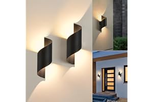 KUKAK LED Applique Murale intérieur/Extérieur,10W 3000K blanc chaud Lampe,Moderne Up Down Luminaire,Éclairage Etanche IP65,Spirale Métal pour Bar,Chambre à Coucher 2pc