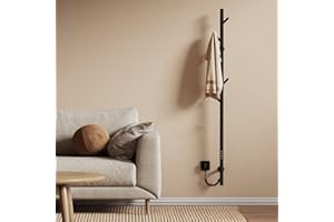 EMKE Scaldasalviette elettrico da bagno, termostato intelligente WiFi, scaldasalviette elettrico a barra singola, 150 cm di altezza, Nero