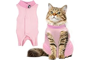 RUGBOL Traje de recuperación para Gatos, Traje de recuperación de cirugía para Gatos, Traje para bebé Que Crece después de la cirugía, Traje de recuperación para heridas Abdominales (L, Rosa)