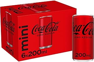 Coca-Cola Zero Azúcar, Refresco de Cola sin Azúcar, sin Calorías, Pack 6 minilatas 200 ml