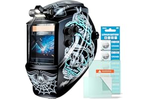 TRQWH Large Viewing Welding Helmet Auto Darkening True Color Solar Powered Welding Hood with 4 Arc Sensor Adjustable Wide Shade Range 4~5-8/9-13 Welder Mask for TIG MIG ARC Weld (TRQWH-LD14)