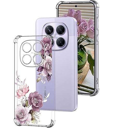 ILING Girls Case For Xiaomi Redmi 14C / Xiaomi Poco C75, Bling Gradient Color Back Elegant Rose Pattern Glitter Rhinestones Inlaid, Ultra Thin Soft Silicone TPU Shockproof Cover (Pink - View #4