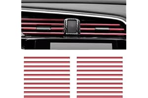 MUYAPAY 20 Stück Auto Lüftungsschlitz Dekoration,Auto Styling Zierleisten DIY Lüftungsgitter Innenausstattung Streifen,Auto Klimaanlage Luftauslass Zierleiste Leiste Decor Zubehör (Rot)
