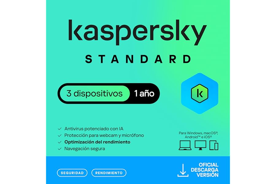 Kaspersky Standard Anti-Virus 2026 | 3 dispositivos | 1 año | Seguridad Avanzada | Protección Bancaria en línea | Optimizació