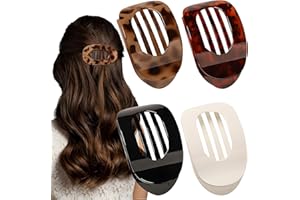 OWill 4 piezas Pinzas pelo mujer,Pinzas para el pelo planas,Pinzas para el cabello para mujer, cabello fino, pinza para el cabello diseño curvo,Pinza plana para cabello fino y grueso
