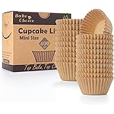 Mini Paper Cupcake Moulds, 400 Pieces, Non-Stick Food Grade Parchment, Unbleached &amp; Natural, Paper Cupcake Moulds, Mini Diame