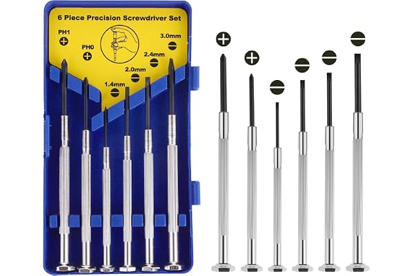 6 st mini glasögon klocka skruvmejsel reparationssats liten precision platt huvud Phillips glasskruvmejslar set, mikroskruvmejsel för glasögon, klocka, smycken