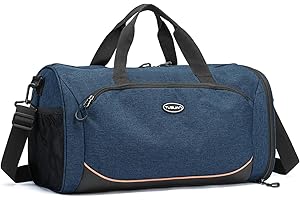TUGUAN Sports Gym Duffle Bag for Men, 30L Small Cabin Holdall for Travel With Shoes Compartment & Wet Pocket, Lightweight Weekend Overnight Duffel for Women's Swimming Workout, Blue
