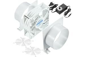 HOSE VARY 100mm Ventilatore Assiale, 3000RPM DC12V Ventola di Scarico con Adattatore CA/CC, Dimmer Continuo per Laser 3D, Cabina di Verniciatura, Tenda da Coltivazione, Progetto fai da te