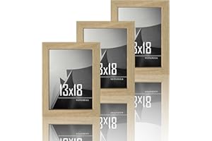 VUVUZULA Bilderrahmen 13x18cm Holz Fotorahmen 5x7 Zoll Holzrahmen MDF Rahmen 13x18cm in Natur 3er Set