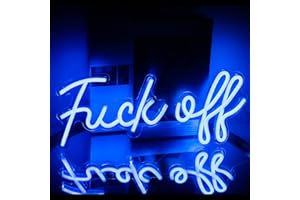INEONLIFE Fuck Off Enseigne au Néon Mot Bleu LED Neon Applique Murale Signes Acrylique USB Néon Lumières pour Chambre Lettre Néon Lampe Sign pour Bar Pub Décorations Pour La Maison 17'' x 8''