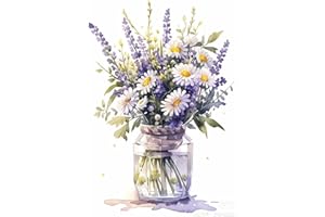 RICUVED Daisy Diamond Painting Kits Flower for Adults,Vase 5D DIY Full Drill Round Flower Diamond Art Gem Painting Diamond Painting for Home Decor 30x40cm