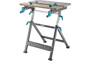 wolfcraft Spann- und Arbeitstisch Master 650 Ergo - 6870000 - stufenlos höhenverstellbar - zusätzliches Einlegebrett zum Erweitern der Arbeitsfläche - mobil einsetzbar - Made in Europe