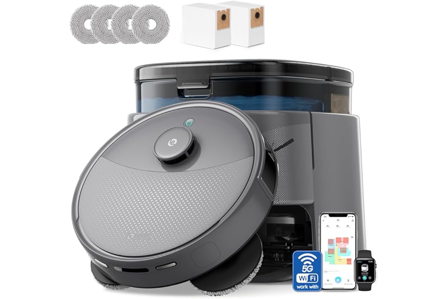 Lefant M3Max Robot Vacuum Cleaner with Mapping, 20,000Pa, Laser dToF, PSD Avoidance, 3.2L All-in-One Self-Draining Station, Mop Washing at 45°C and Drying, WiFi 2.4G/5G, Alexa/APP