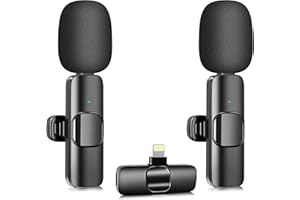 Hanmer Wireless Lavalier Microphone for iPhone iPad, 2 Mini Microphones & Receiver, Wireless Lapel Microphone for Video Recording/LiveStream/YouTube/Facebook/TikTok
