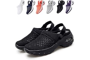 KFGJ Sabots Mules Respirant, Sandales de Marche Respirantes pour Femmes, Sandales orthopédiques, Chaussures décontractées Respirantes à Coussin d'air, Sandales de Sport en Maille (NAUXIU) 39 Noir