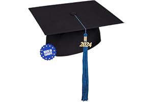 KEPI - Abschluss Hut, Doktorhut, Europäischer Hersteller, Graduation Hut im Universalgröße, Verstellbereich 54-61 cm, Quaste mit Datumsanhänger 2024, Abschlusshüte in 16 Farben